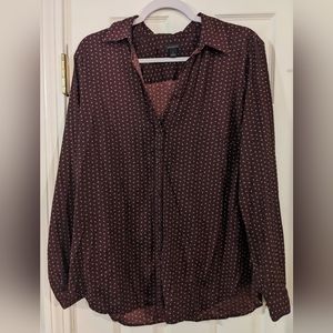 Ann Taylor button down polyester dress shirt, size large